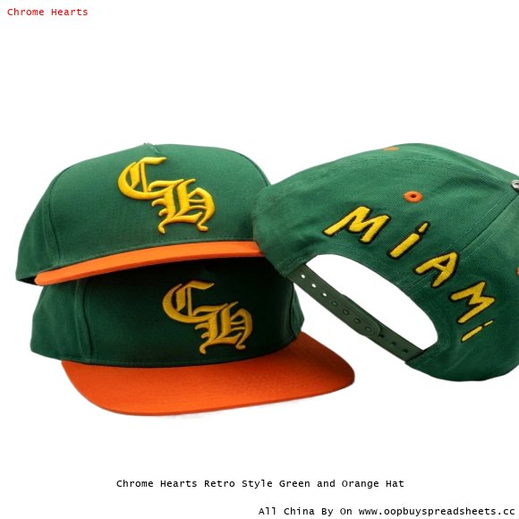 Chrome Hearts Retro Style Green and Orange Hat