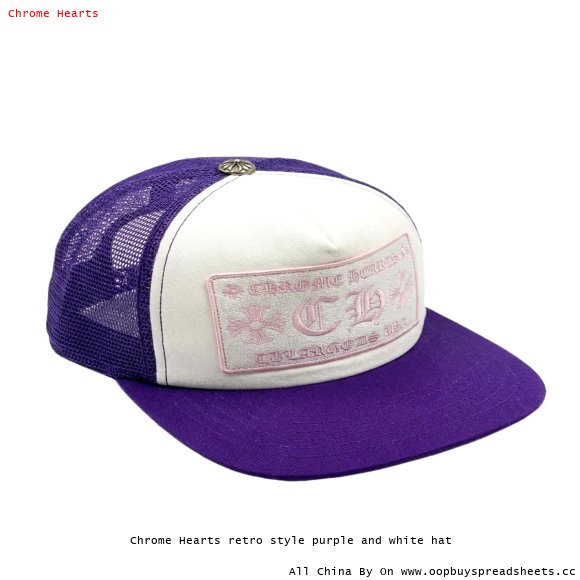 Chrome Hearts retro style purple and white hat