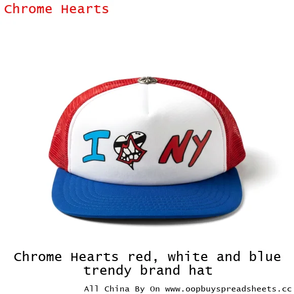 Chrome Hearts red, white and blue trendy brand hat