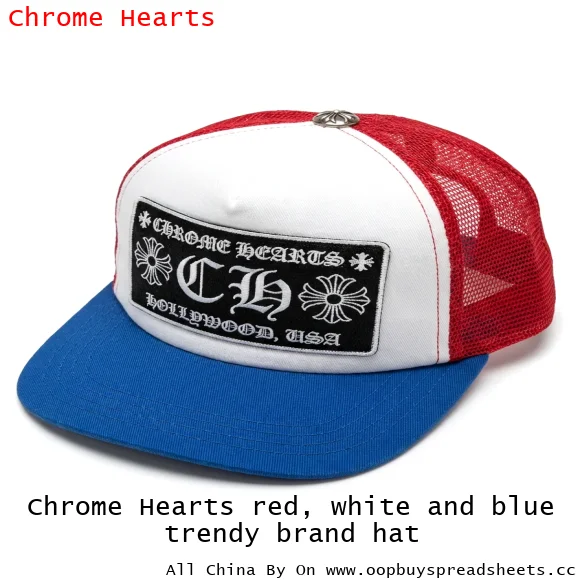 Chrome Hearts red, white and blue trendy brand hat