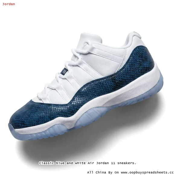 Classic blue and white Air Jordan 11 sneakers.