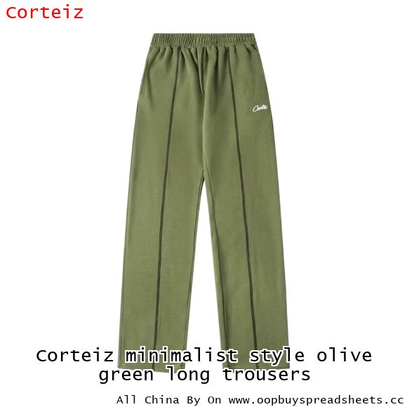 Corteiz minimalist style olive green long trousers