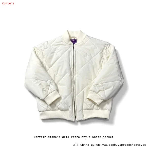 Corteiz diamond grid retro-style white jacket