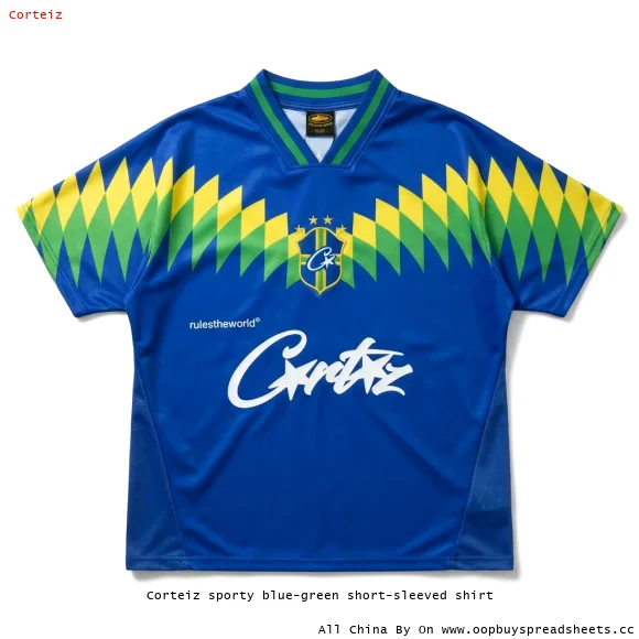 Corteiz sporty blue-green short-sleeved shirt