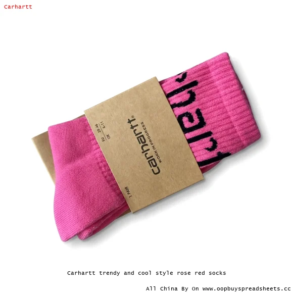 Carhartt trendy and cool style rose red socks