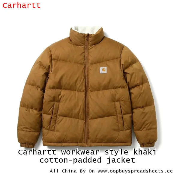 Carhartt workwear style khaki cotton-padded jacket