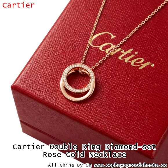 Cartier Double Ring Diamond-set Rose Gold Necklace