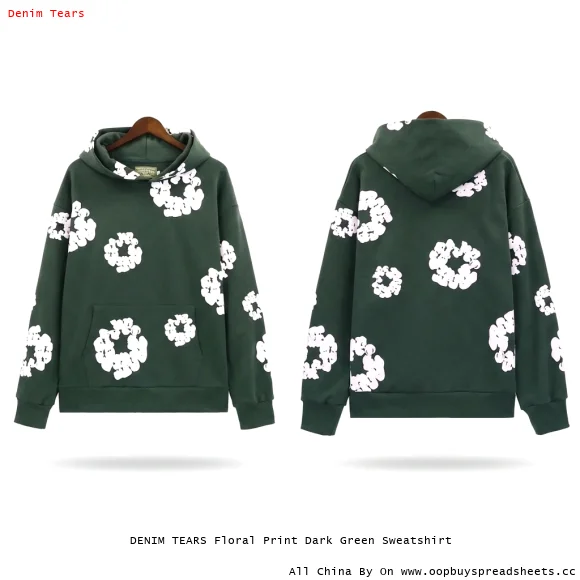 DENIM TEARS Floral Print Dark Green Sweatshirt