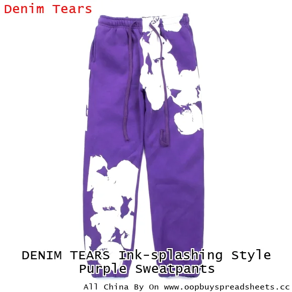 DENIM TEARS Ink-splashing Style Purple Sweatpants