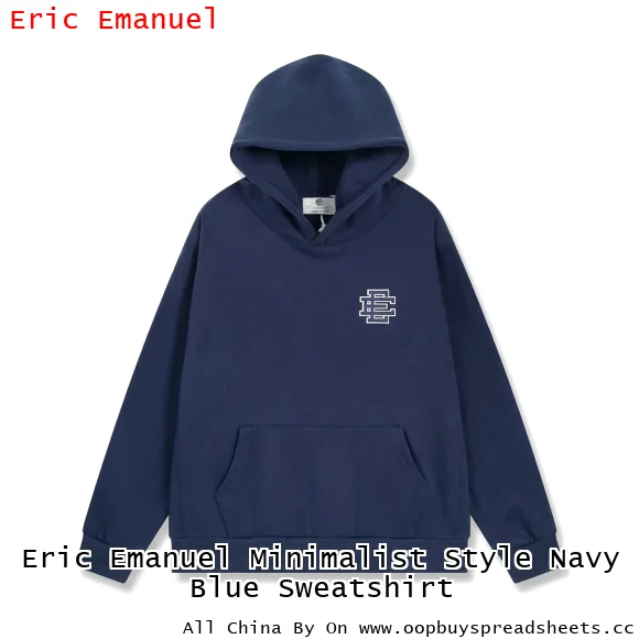 Eric Emanuel Minimalist Style Navy Blue Sweatshirt