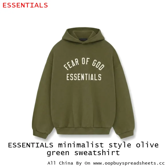 ESSENTIALS minimalist style olive green sweatshirt