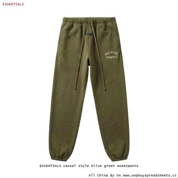 ESSENTIALS casual style olive green sweatpants
