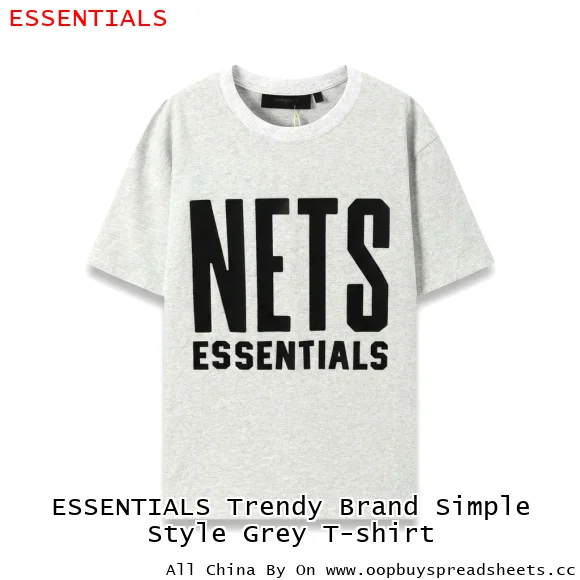 ESSENTIALS Trendy Brand Simple Style Grey T-shirt