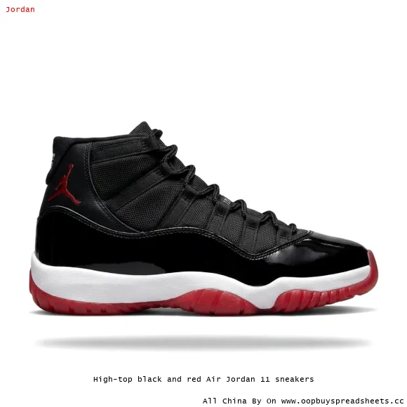 High-top black and red Air Jordan 11 sneakers