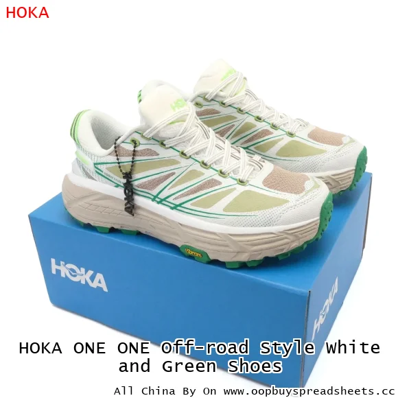 HOKA ONE ONE Off-road Style White and Green Shoes
