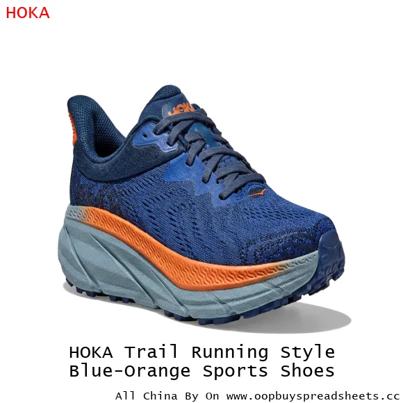 HOKA Trail Running Style Blue-Orange Sports Shoes