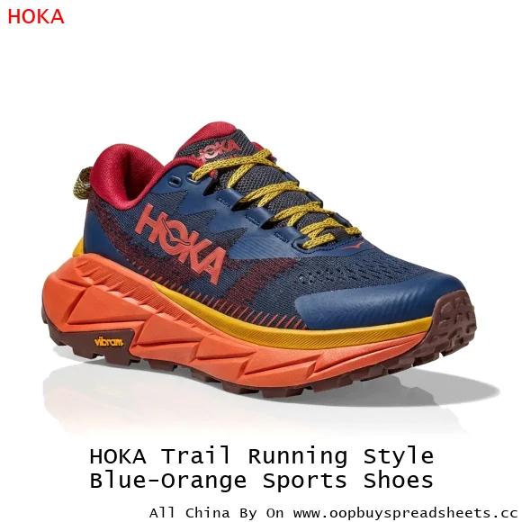 HOKA Trail Running Style Blue-Orange Sports Shoes