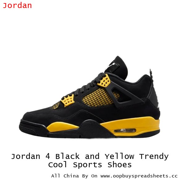 Jordan 4 Black and Yellow Trendy Cool Sports Shoes