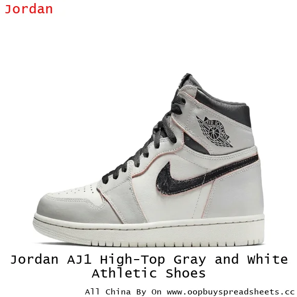 Jordan AJ1 High-Top Gray and White Athletic Shoes