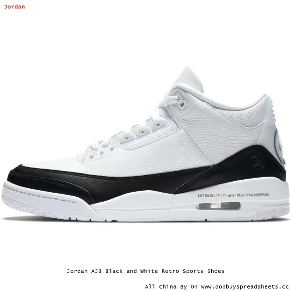 Jordan AJ3 Black and White Retro Sports Shoes