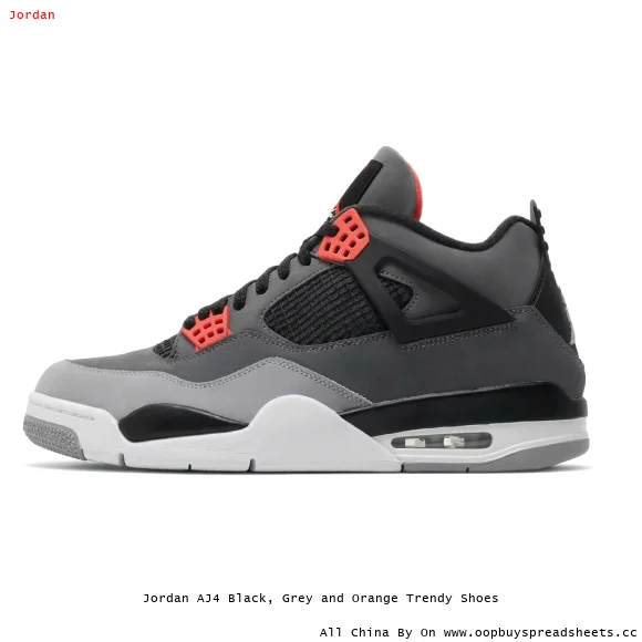 Jordan AJ4 Black, Grey and Orange Trendy Shoes
