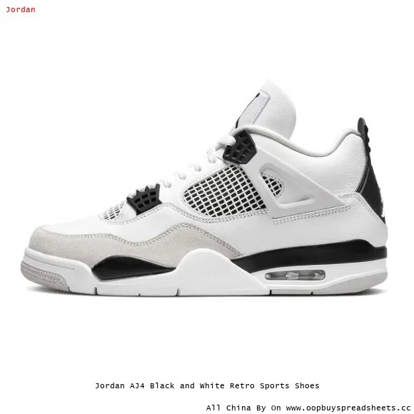 Jordan AJ4 Black and White Retro Sports Shoes