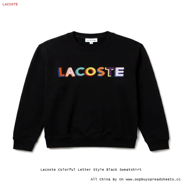 Lacoste Colorful Letter Style Black Sweatshirt