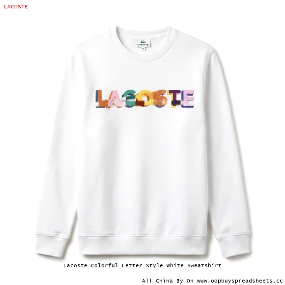 Lacoste Colorful Letter Style White Sweatshirt