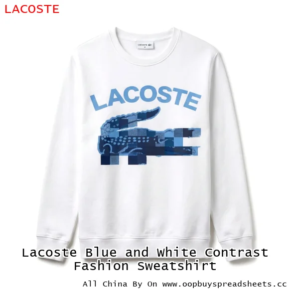 Lacoste Blue and White Contrast Fashion Sweatshirt
