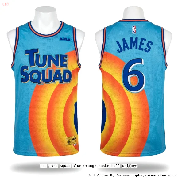 LBJ Tune Squad Blue-Orange Basketball Uniform