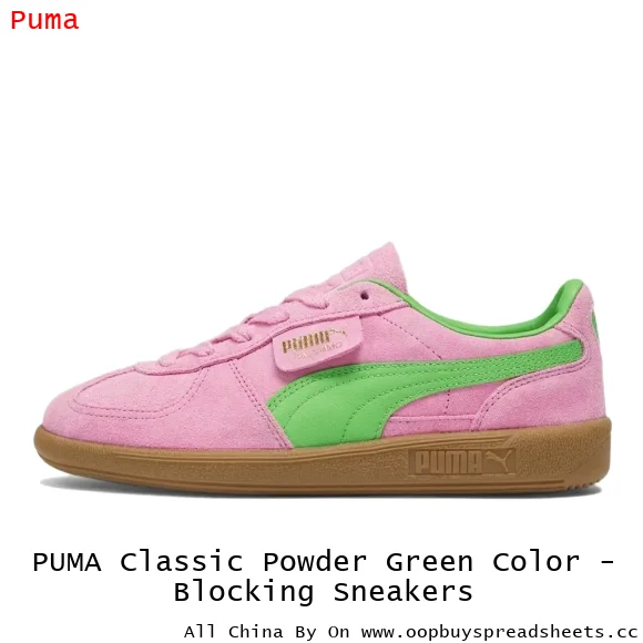 PUMA Classic Powder Green Color - Blocking Sneakers
