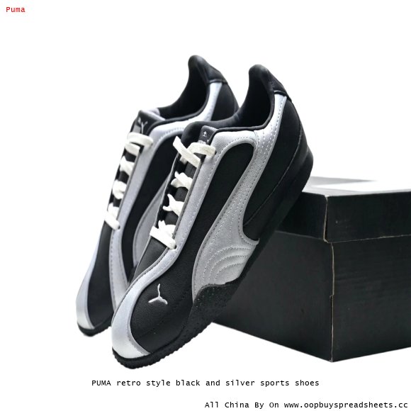 PUMA retro style black and silver sports shoes