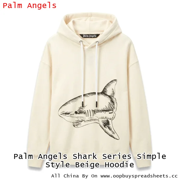 Palm Angels Shark Series Simple Style Beige Hoodie