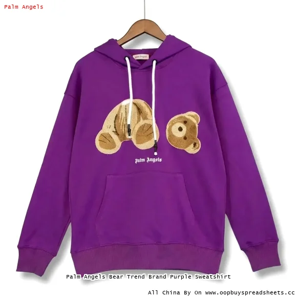 Palm Angels Bear Trend Brand Purple Sweatshirt