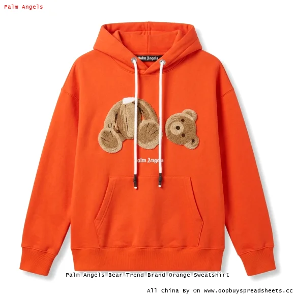 Palm Angels Bear Trend Brand Orange Sweatshirt