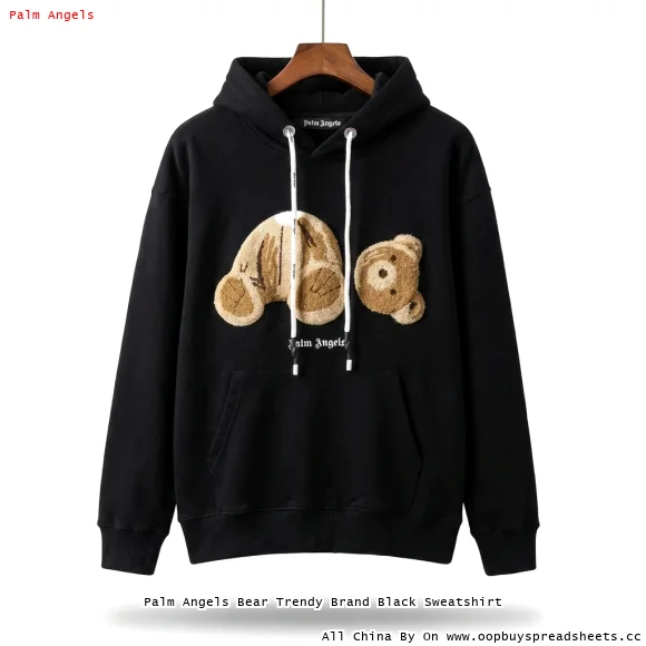 Palm Angels Bear Trendy Brand Black Sweatshirt