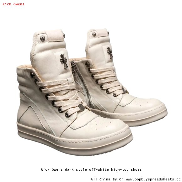 Rick Owens dark style off-white high-top shoes