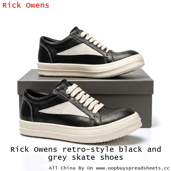 Rick Owens retro-style black and grey skate shoes