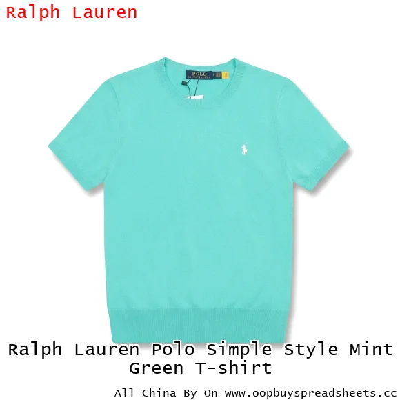 Ralph Lauren Polo Simple Style Mint Green T-shirt