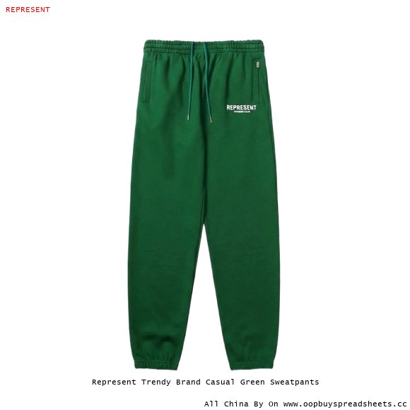 Represent Trendy Brand Casual Green Sweatpants