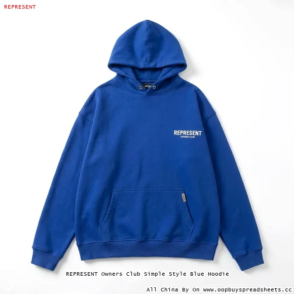 REPRESENT Owners Club Simple Style Blue Hoodie