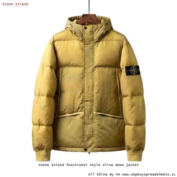 Stone Island functional style olive down jacket