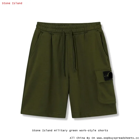 Stone Island military green work-style shorts