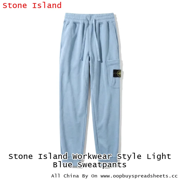 Stone Island Workwear Style Light Blue Sweatpants
