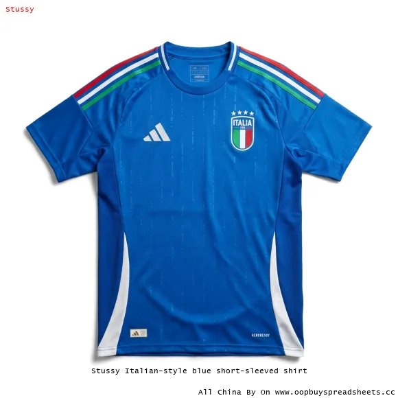 Stussy Italian-style blue short-sleeved shirt