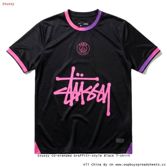 Stussy Co-branded Graffiti-style Black T-shirt