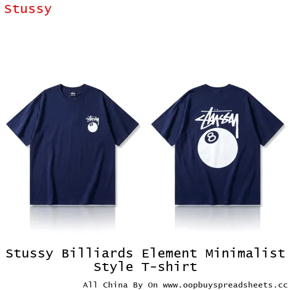Stussy Billiards Element Minimalist Style T-shirt