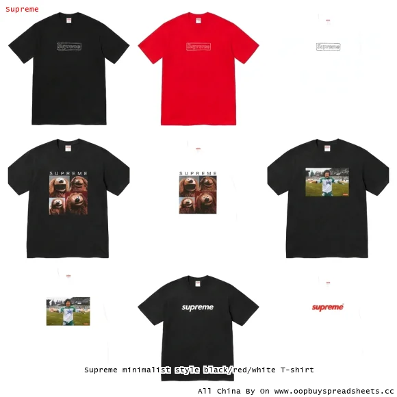 Supreme minimalist style black/red/white T-shirt