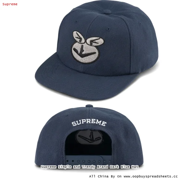 Supreme Simple and Trendy Brand Dark Blue Hat