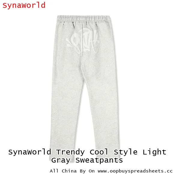 SynaWorld Trendy Cool Style Light Gray Sweatpants